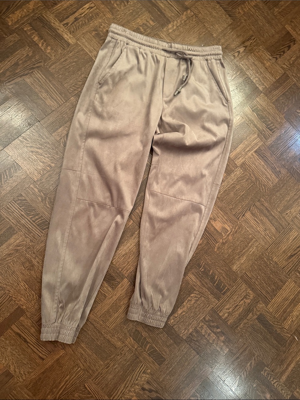 Zara faux Suede Taupe Jogger Pants - Casual Drawstring Waist size XS